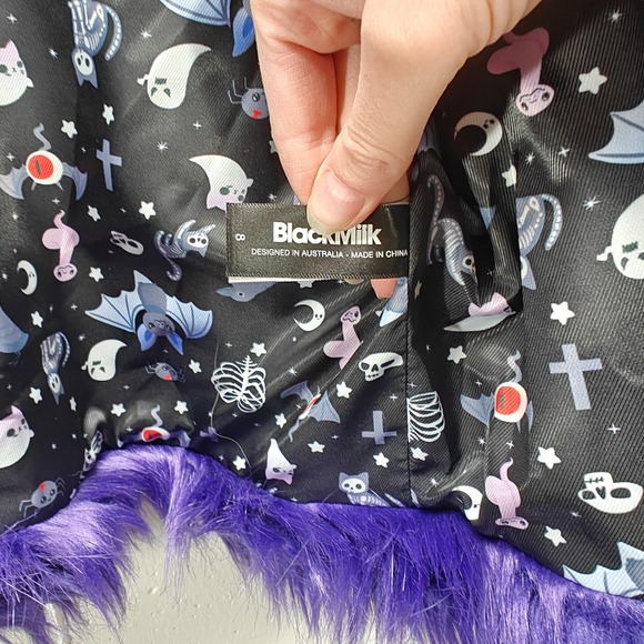 Blackmilk Womens Size 8 Purple FURBULOUS Jacket Festival Rave Halloween Lining - Picture 6 of 9
